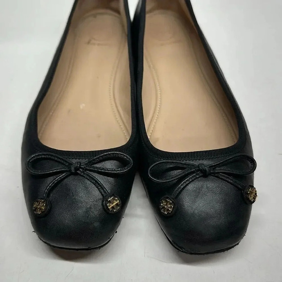 Tory Burch Laila Driver Nappa Leather Grosgrain Ballet Flats Shoes Black 8.5 - Picture 6 of 12